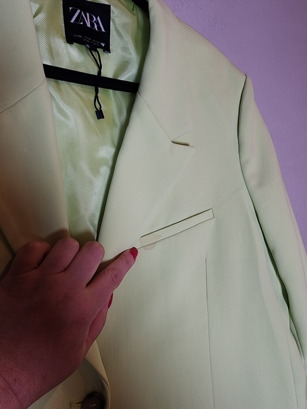 Zara Lime Green Single Button Blazer Jacket Size XL Blogger Fav Lyocell Blend - Picture 14 of 16